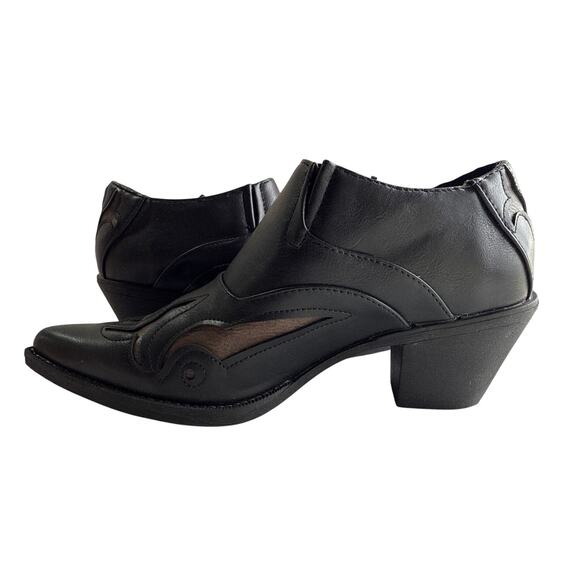 Roper Short Booties Sarah Women's 6.5 Snip Toe Inlay Accents Slip On Heels - Picture 3 of 10